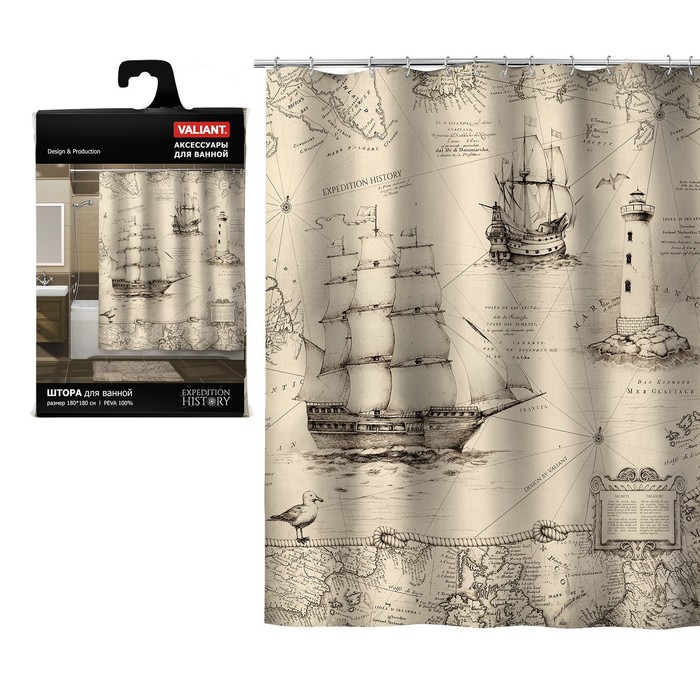 Штора для ванной комнаты 180х180 см history