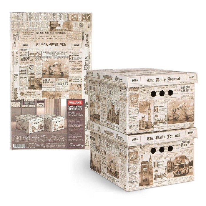 Набор коробов картонных 2 шт england 25х33х18,5 см