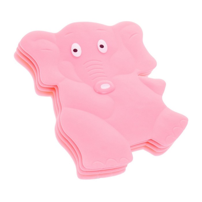 Набор мини-ковриков для ванной 4 шт "Слоник" на присосах, цвет розовый