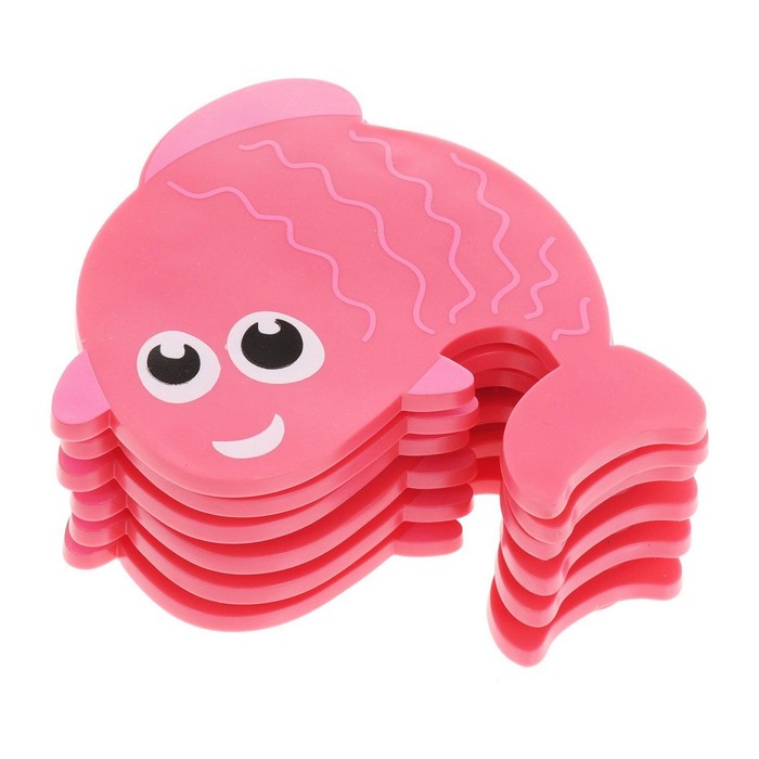 Набор мини-ковриков для ванной 6 шт "Рыбёшка" на присосах, цвет розовый