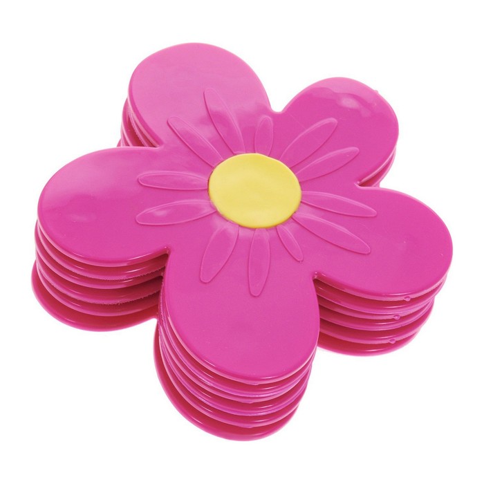 Набор мини-ковриков для ванной 6 шт "Цветок" на присосах, цвет розовый