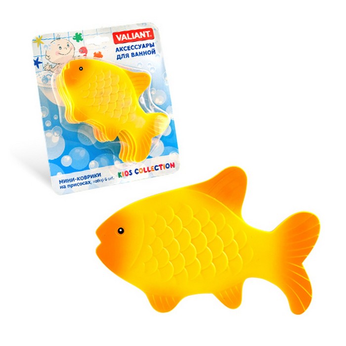 Набор мини-ковриков для ванной 6 шт "Золотая рыбка" на присосах