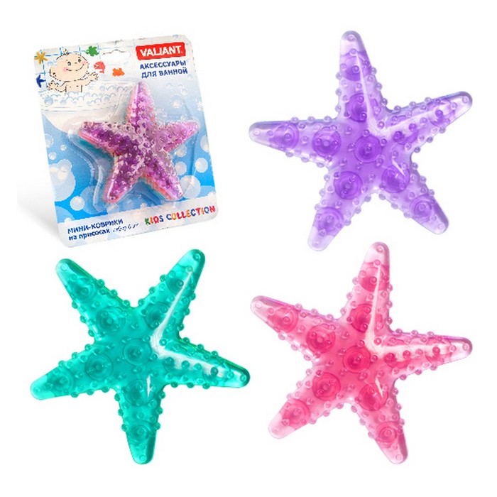 Набор мини-ковриков для ванной 6 шт "Звёздочки" на присосах, цвет МИКС