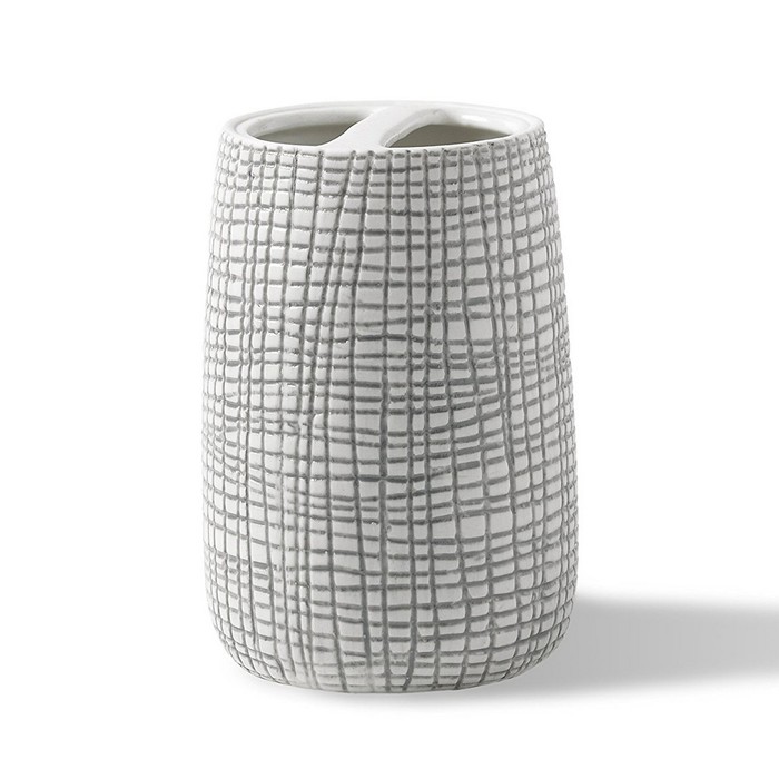 Стакан для зубных щёток Raffia, цвет белый/серый