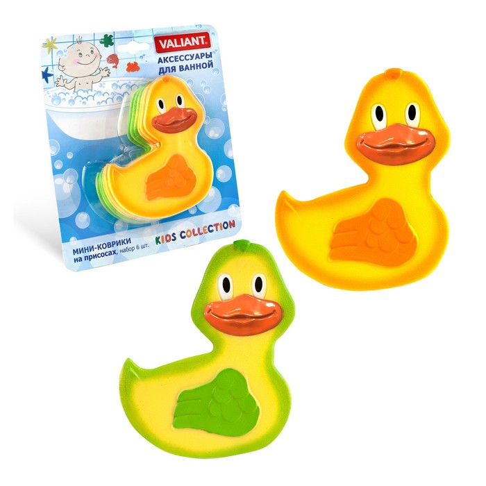 Набор мини-ковриков для ванной 6 шт "Утята" на присосах, цвет МИКС