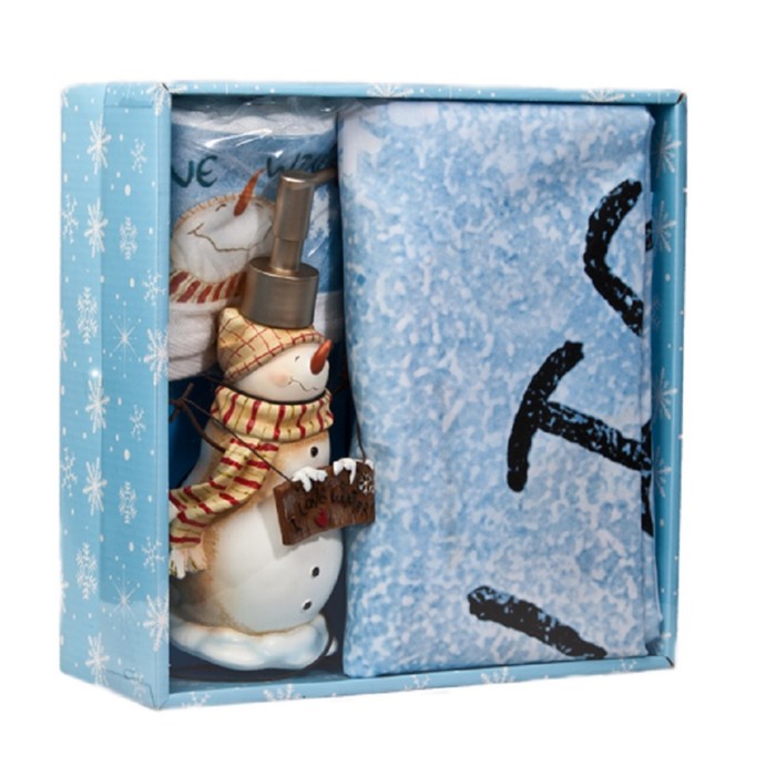 Набор для ванной: дозатор, шторка, полотенце, крючки I Love Winter