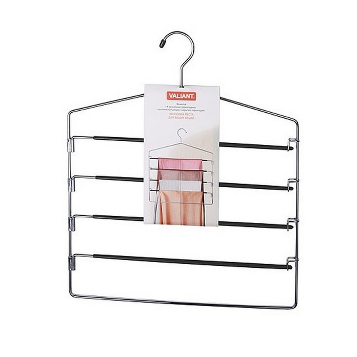 Вешалка для брюк и юбок четырехуровневая, антискользящее покрытие