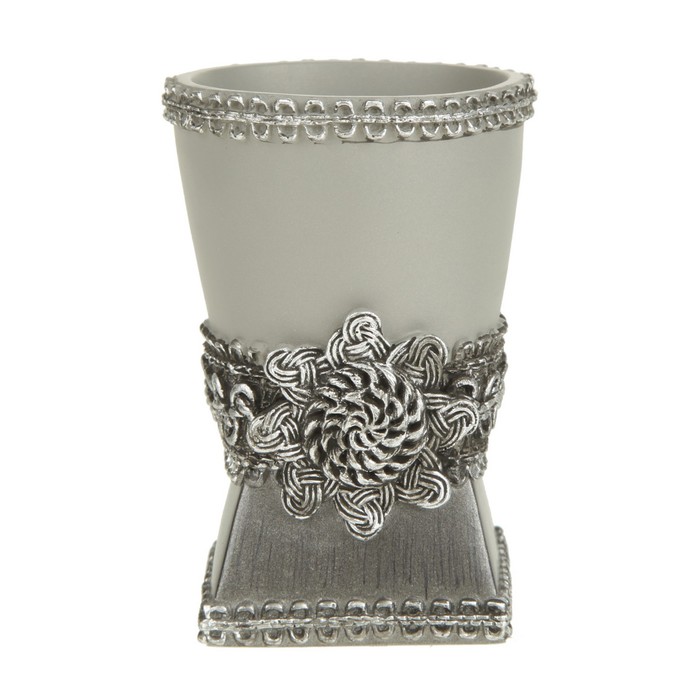 Стакан для зубной пасты Braided Medallion Silver, цвет серый