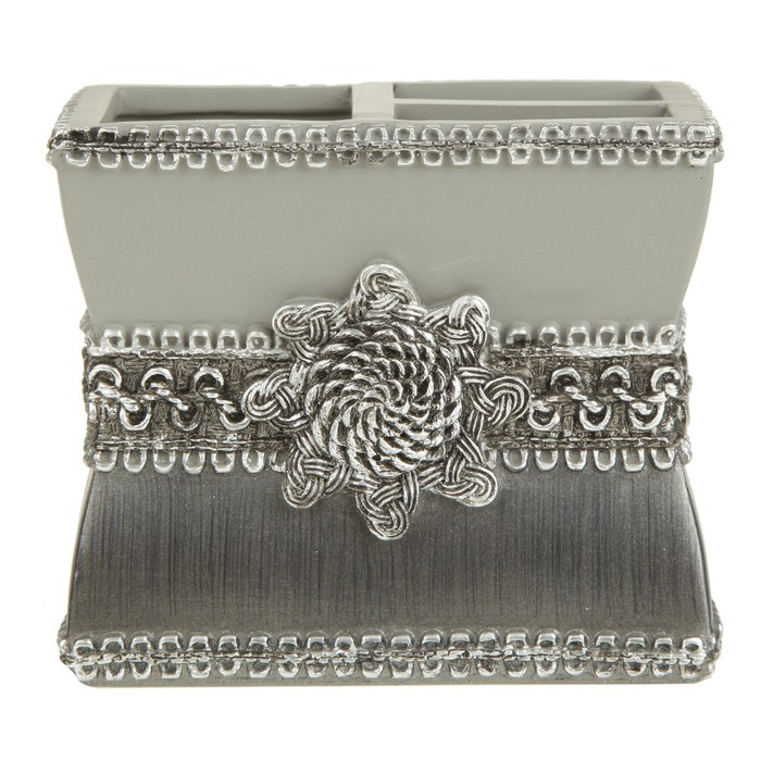 Стакан для зубных щёток Braided Medallion Silver, цвет серый