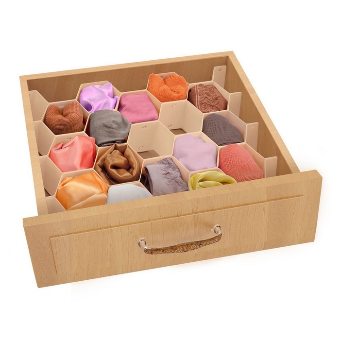 Набор разделителей для ящиков 8 шт "Соты" 37x7 см, цвет бежевый