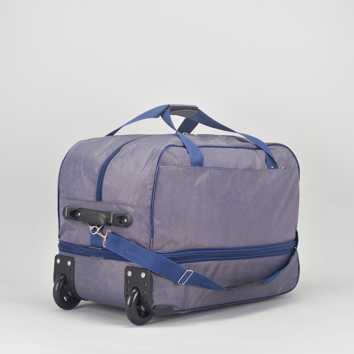 Сумка дорожная на колёсах, с расширением, отдел на молнии, наружный карман, цвет серый