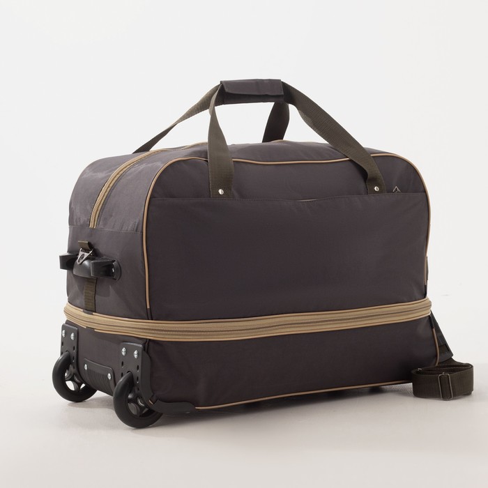 Сумка дорожная на колёсах, с расширением, отдел на молнии, наружный карман, цвет коричневый