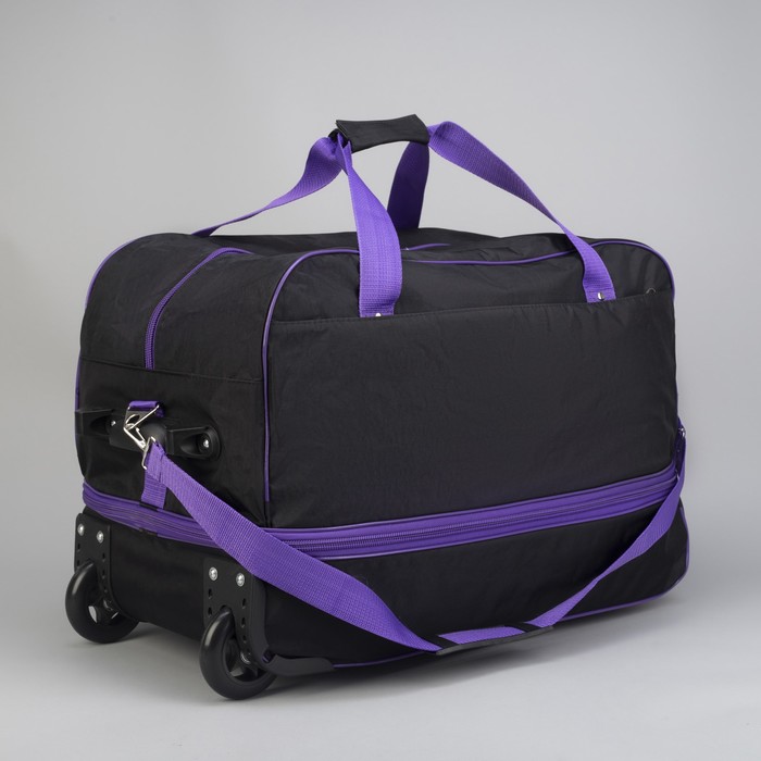 Сумка дорожная на колёсах, с расширением, отдел на молнии, наружный карман, цвет чёрный