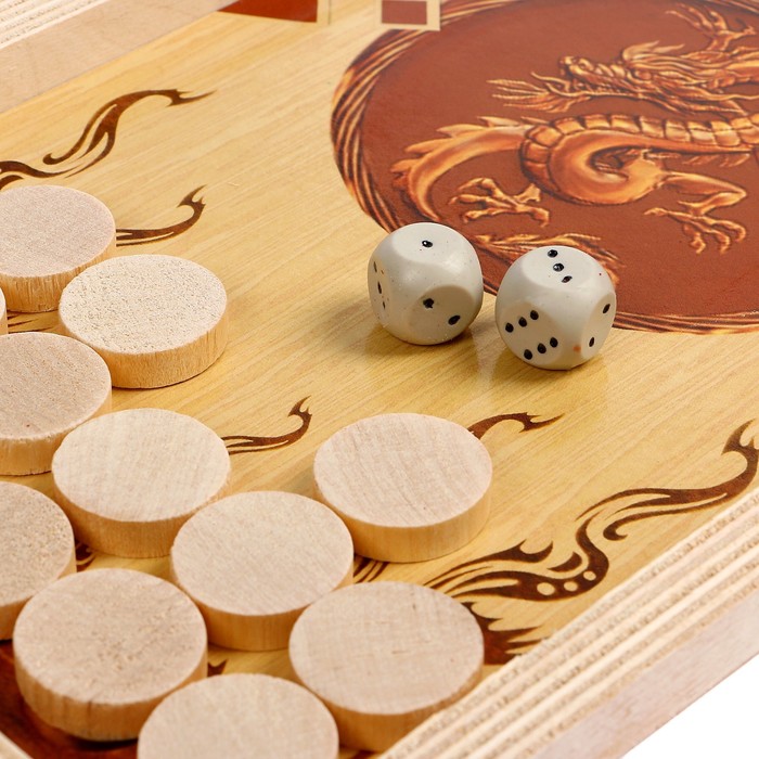 Настольная игра 2 в 1 "Мрамор": нарды, шашки (доска дерево 40х40 см)