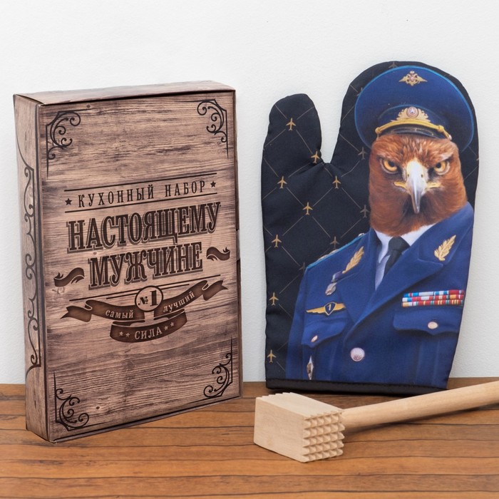 Кух. набор "Доляна" Орёл, варежка-прихватка 19 х 26 см, молоток дерев. 27*8*4 см