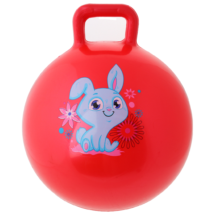 Мяч прыгун с ручкой "Зайка" d=55 см, 420 гр, цвета микс