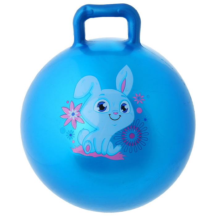 Мяч прыгун с ручкой "Зайка" d=55 см, 420 гр, цвета микс