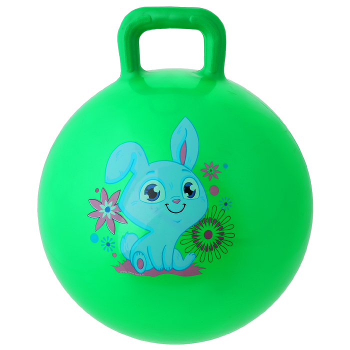 Мяч прыгун с ручкой "Зайка" d=55 см, 420 гр, цвета микс