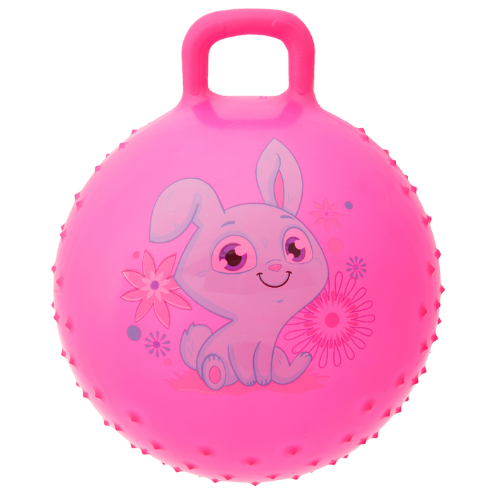 Мяч прыгун с ручкой массажный "Зайка" d=55 см, 420 гр, цвета микс