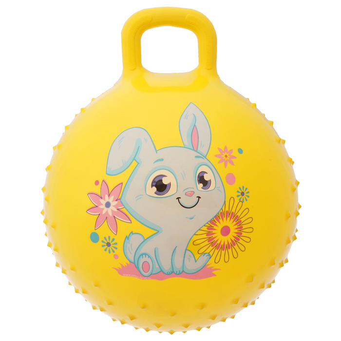 Мяч прыгун с ручкой массажный "Зайка" d=55 см, 420 гр, цвета микс