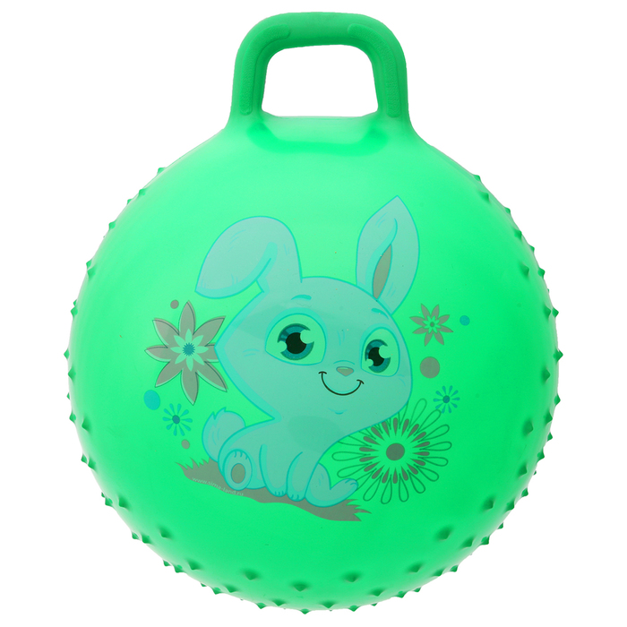 Мяч прыгун с ручкой массажный "Зайка" d=55 см, 420 гр, цвета микс