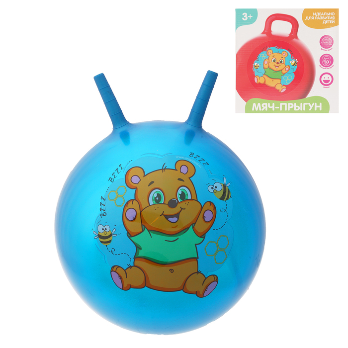 Мяч прыгун с рожками "Мишка" d=45 см, 350 гр, цвета микс