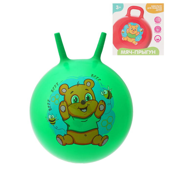 Мяч прыгун с рожками "Мишка" d=45 см, 350 гр, цвета микс