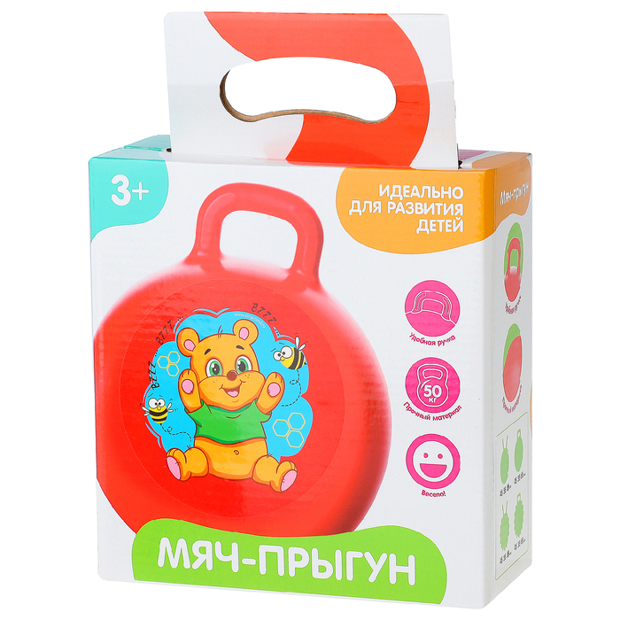 Мяч прыгун с рожками "Мишка" d=45 см, 350 гр, цвета микс