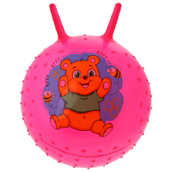 Мяч прыгун с рожками массажный "Мишка" d=45 см, 350 гр, цвета микс