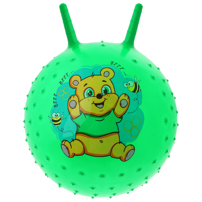 Мяч прыгун с рожками массажный "Мишка" d=45 см, 350 гр, цвета микс