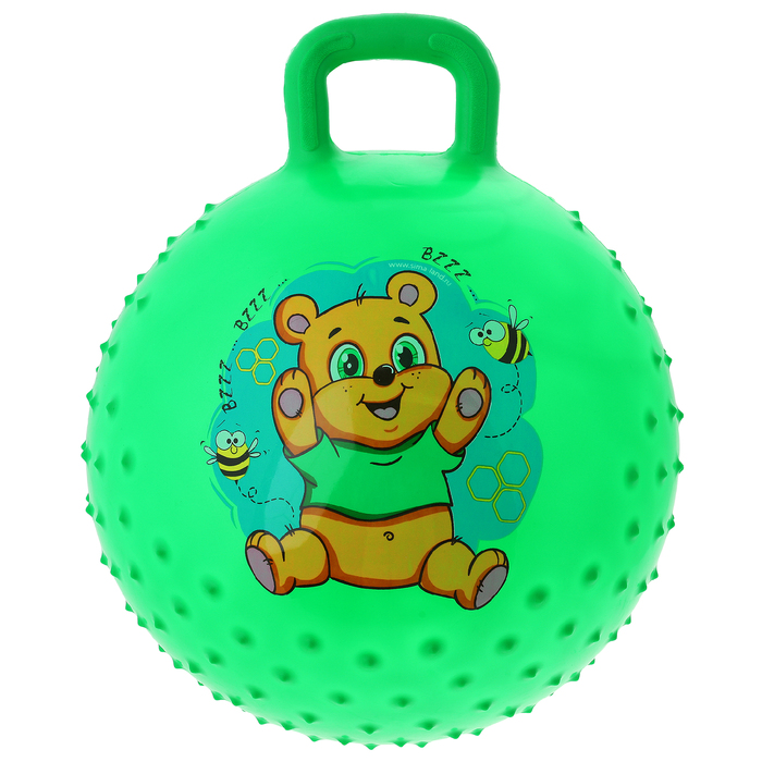 Мяч прыгун с ручкой массажный "Мишка" d=45 см, 350 гр, цвета микс