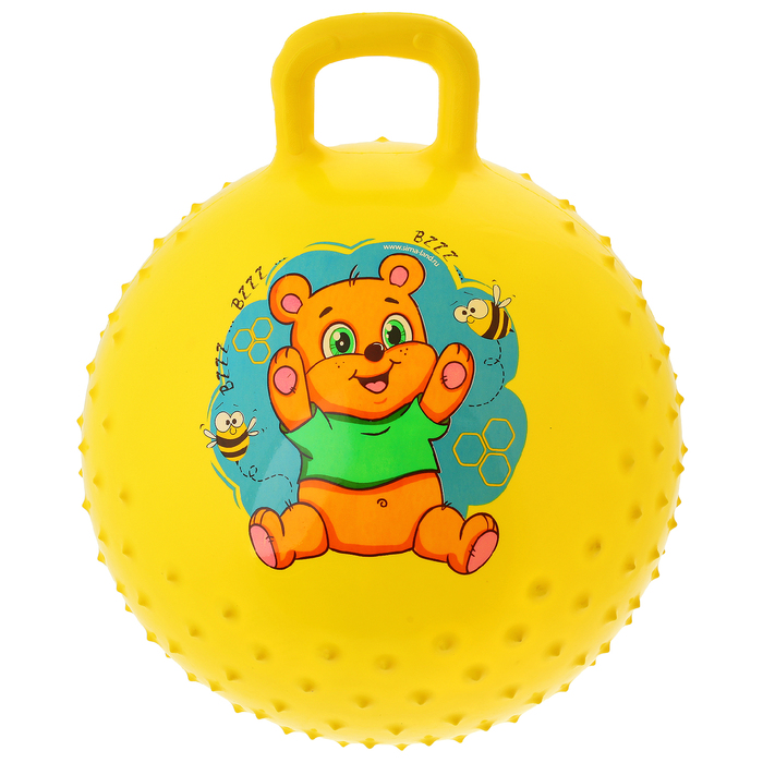 Мяч прыгун с ручкой массажный "Мишка" d=45 см, 350 гр, цвета микс