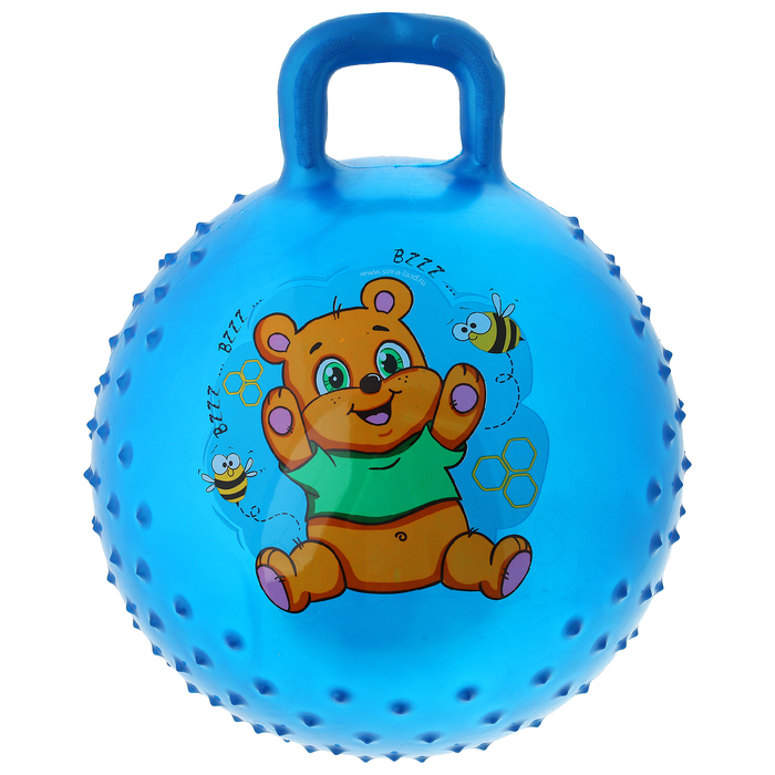 Мяч прыгун с ручкой массажный "Мишка" d=45 см, 350 гр, цвета микс