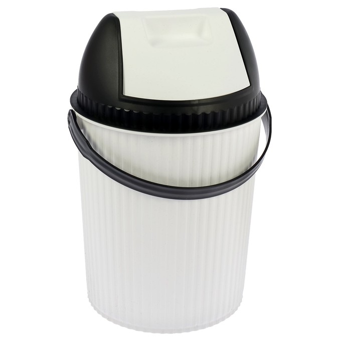 Ведро для мусора "Solano" 10 л, цвет белый/чёрный