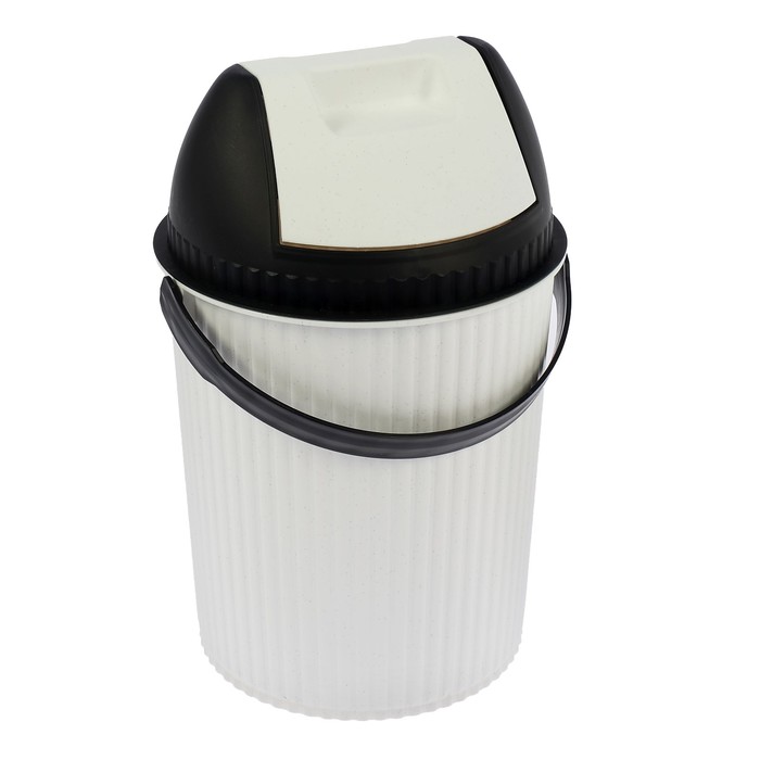 Ведро для мусора "Solano" 7 л, цвет белый/чёрный