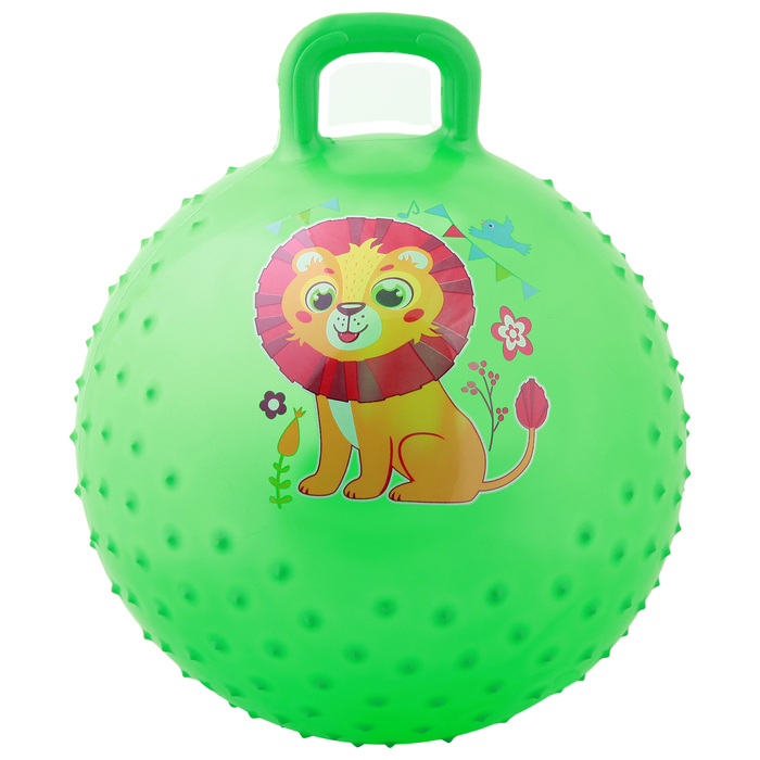 Мяч прыгун с ручкой массажный "Львенок" d=45 см, 350 гр, цвета микс