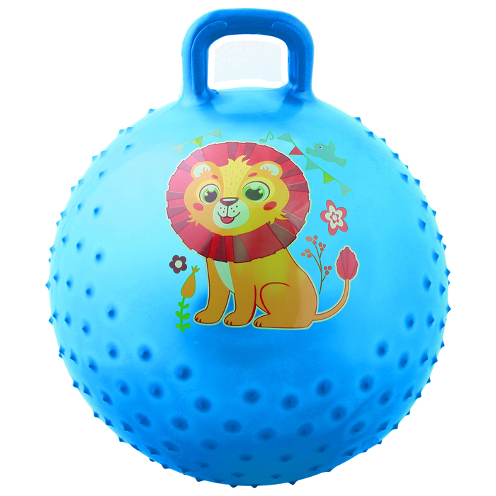 Мяч прыгун с ручкой массажный "Львенок" d=45 см, 350 гр, цвета микс