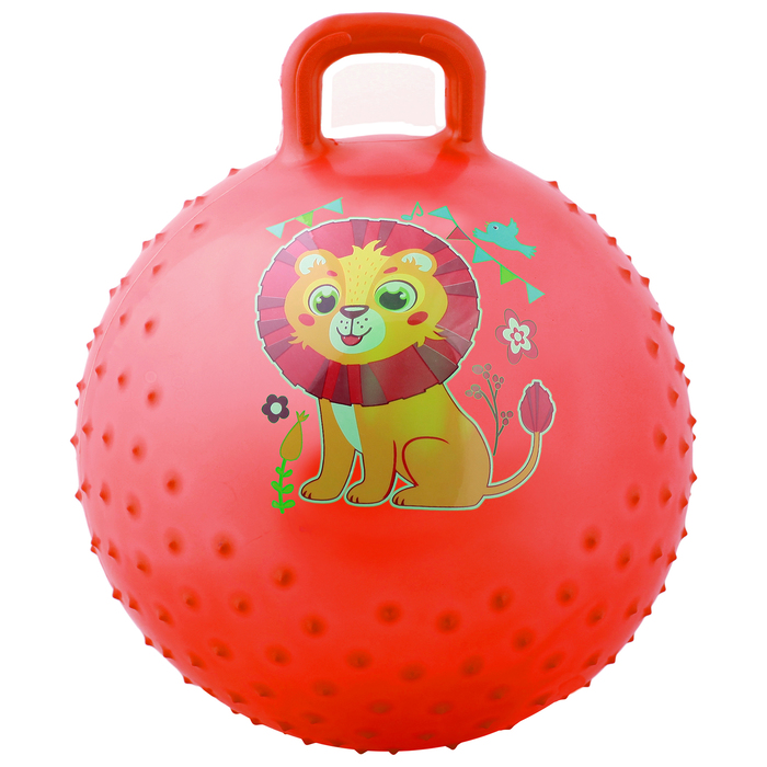 Мяч прыгун с ручкой массажный "Львенок" d=45 см, 350 гр, цвета микс