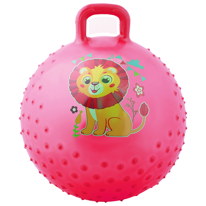 Мяч прыгун с ручкой массажный "Львенок" d=45 см, 350 гр, цвета микс