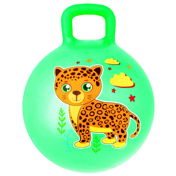 Мяч прыгун с ручкой "Леопард" d=45 см, 350 гр, цвета микс