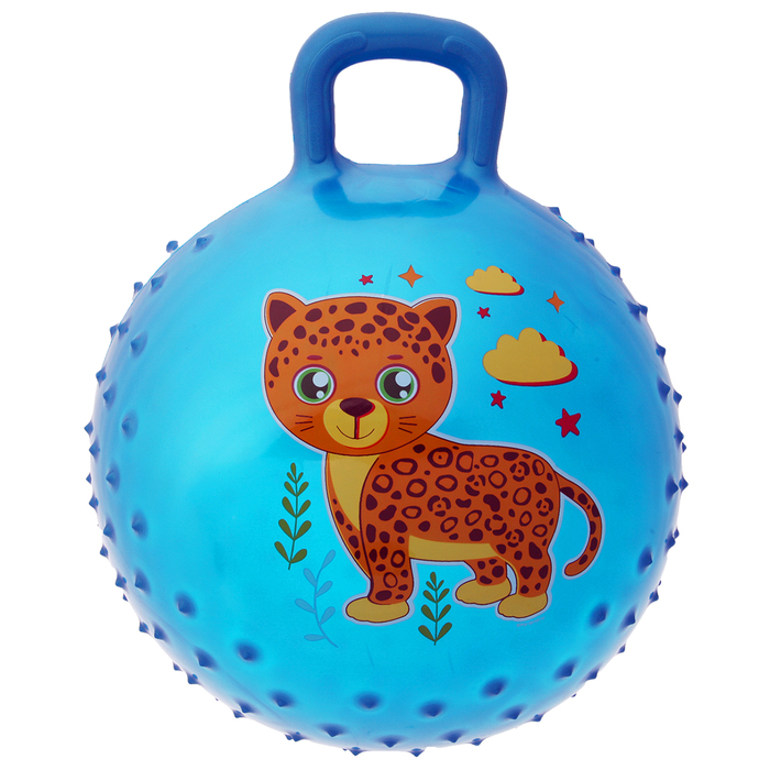 Мяч прыгун с ручкой массажный "Леопард" d=45 см, 350 гр, цвета микс