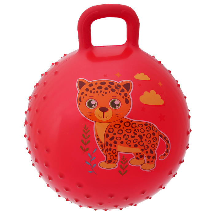 Мяч прыгун с ручкой массажный "Леопард" d=45 см, 350 гр, цвета микс