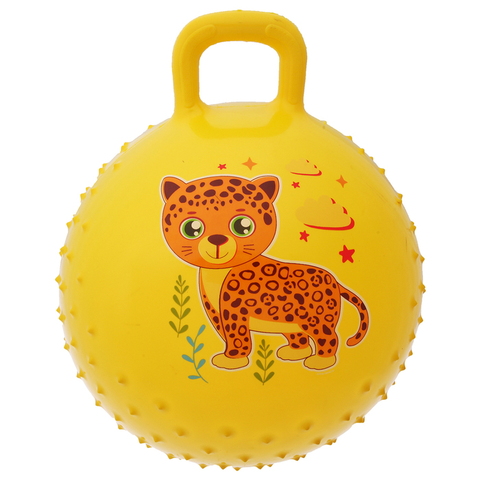 Мяч прыгун с ручкой массажный "Леопард" d=45 см, 350 гр, цвета микс