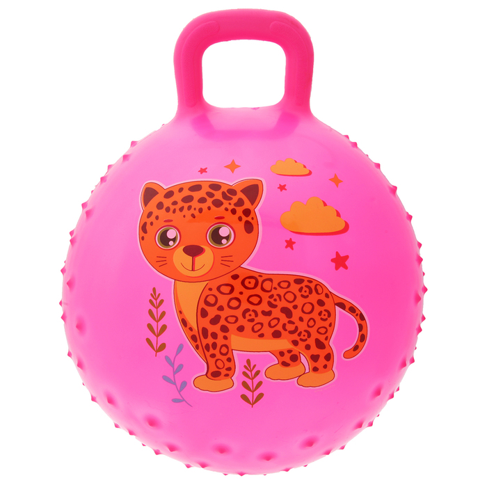 Мяч прыгун с ручкой массажный "Леопард" d=45 см, 350 гр, цвета микс