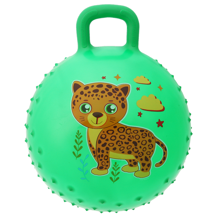 Мяч прыгун с ручкой массажный "Леопард" d=45 см, 350 гр, цвета микс