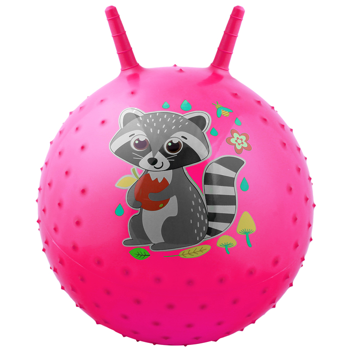 Мяч прыгун с рожками массажный "Енотик" d=45 см, 350 гр, цвета микс