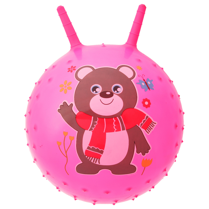 Мяч прыгун с рожками массажный "Мишутка" d=45 см, 350 гр, цвета микс