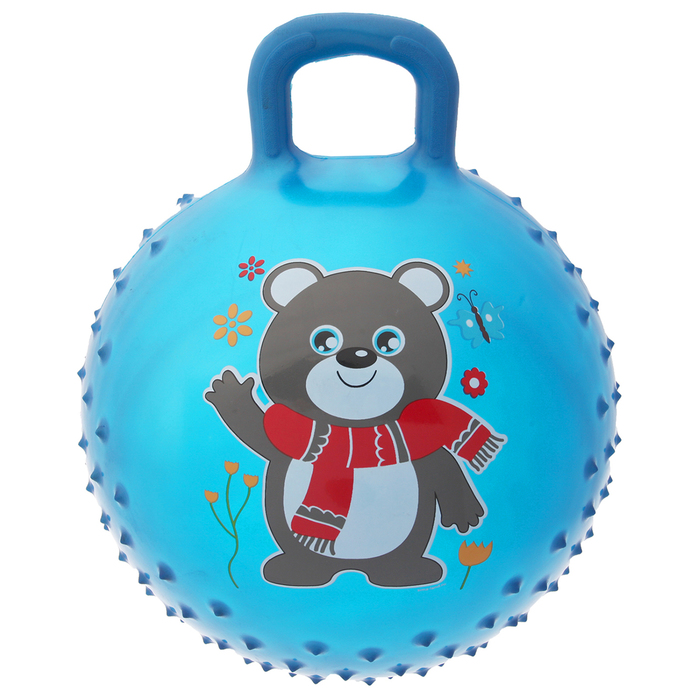 Мяч прыгун с ручкой массажный "Мишутка" d=45 см, 350 гр, цвета микс