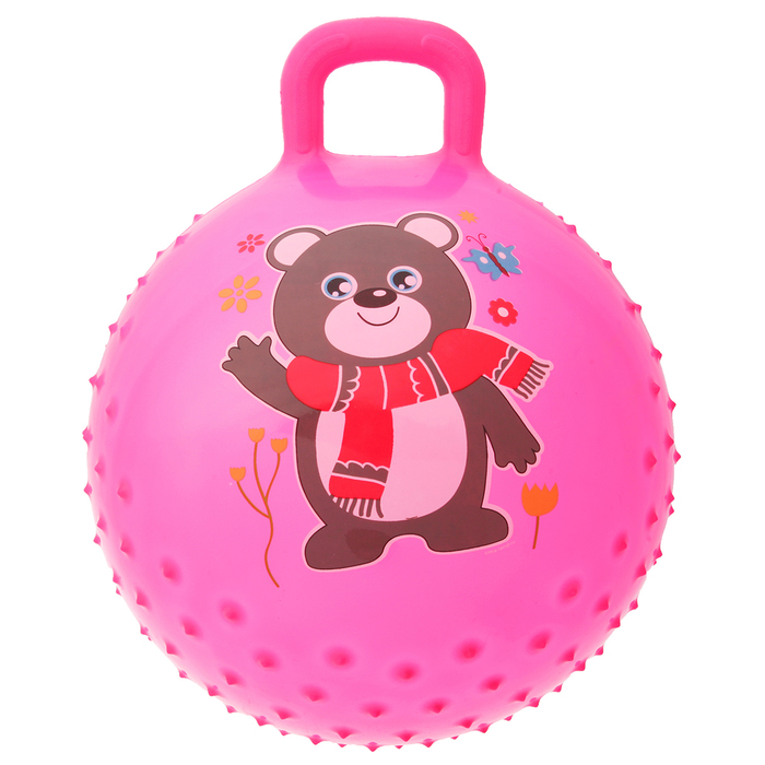 Мяч прыгун с ручкой массажный "Мишутка" d=45 см, 350 гр, цвета микс