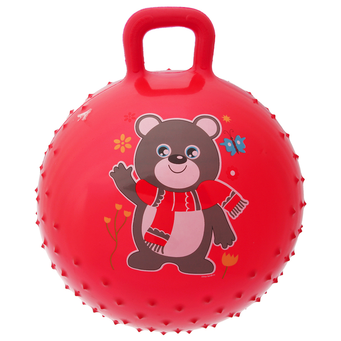 Мяч прыгун с ручкой массажный "Мишутка" d=45 см, 350 гр, цвета микс